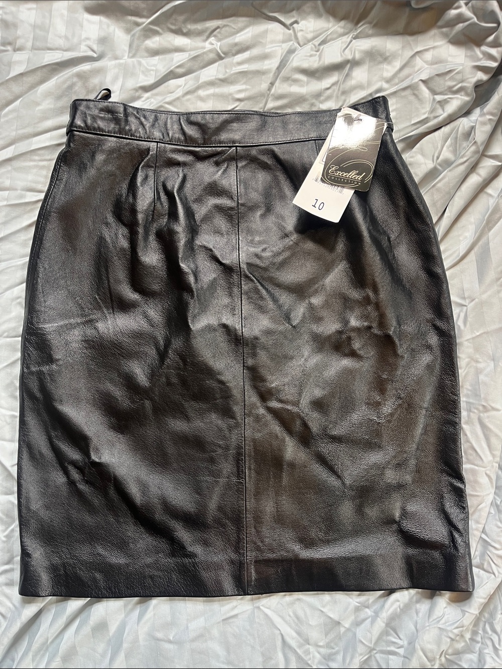 Sleek Black Leather Pencil Skirt with Back Zip